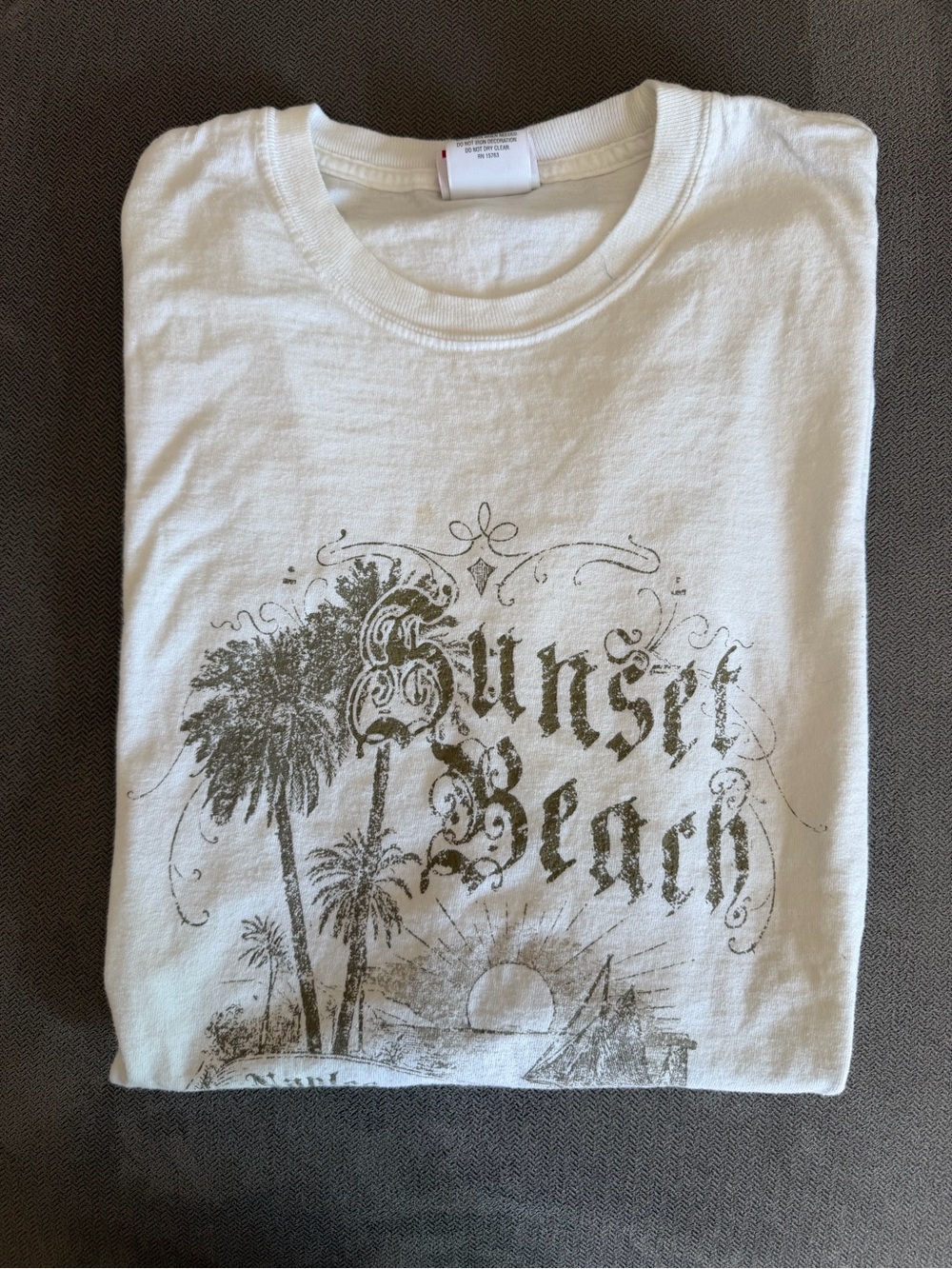 White Short-Sleeve Graphic Tee - Sunset Beach Print